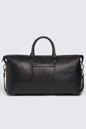 MOSS Black Grained Leather Holdall