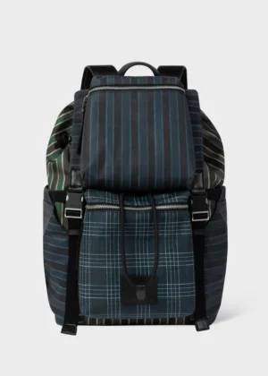 PAUL SMITH Multicolour Mixed Check and Stripe Backpack
