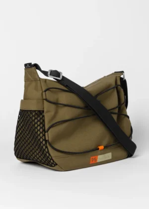 Khaki Nylon Utility Messenger Bag