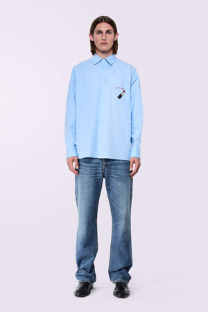 MENSWEAR | FIORUCCI Embroidered Lipstick Shirt Blue