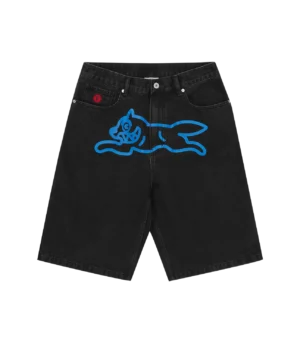 ICE CREAM RUNNING DOG DENIM SHORTS – BLACK