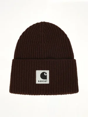 SACAI Carhartt WIP Wool Knit Beanie in Dark Beige