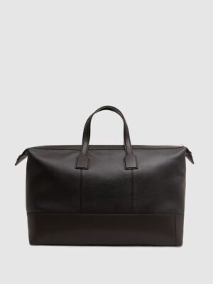 MENSWEAR | REISS   Leather Holdall in Chocolate