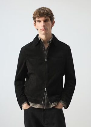 MENSWEAR | MANGO Suede leather jacket with zipper